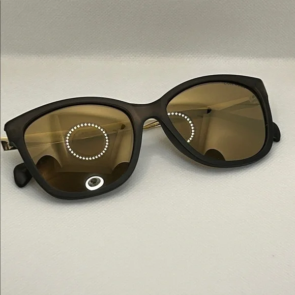 Cole Haan 57mm Polarized Sleek Square Matte Grey and Gold Women's Sunglasses - Picture 10 of 13